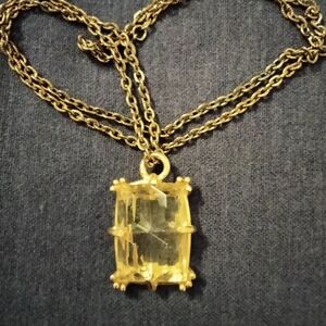 3 for💲25🌟chunky yellow gemstone pendant necklace antique-gold-tone